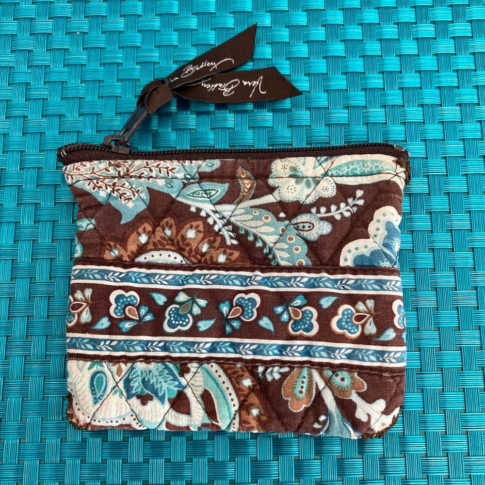Vera Bradley Quilted Zipper Coin Card Case Java Blue